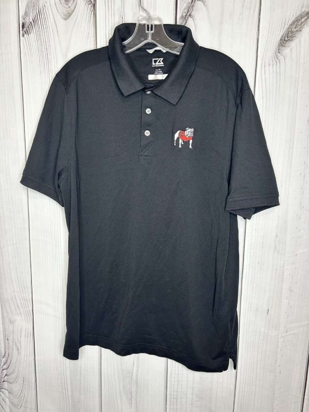 Cutter & Buck Georgia Bulldogs Polo Shirt Men's Sz L Black UGA Dawgs